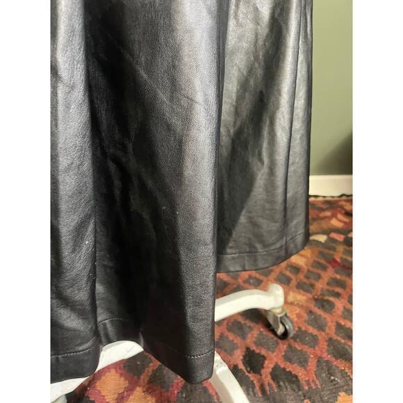 Free People Faux Leather Pleated High Waist Black Lined Skirt. Size Med. - Picture 2 of 9